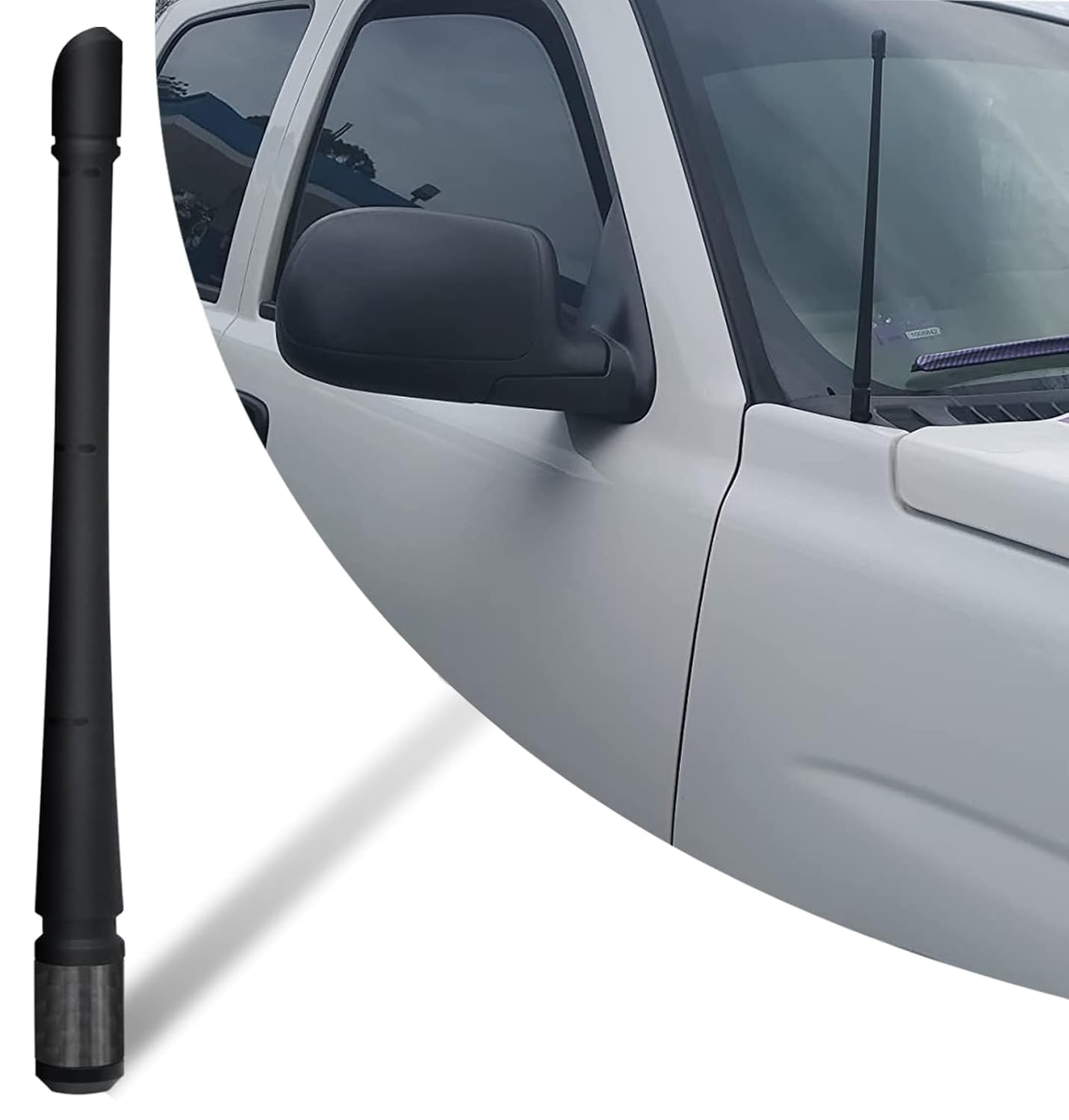 Chevy Silverado & GMC Sierra/Denali 7 Inch Flexible Rubber Antenna Replacement with Optimized FM/AM Reception