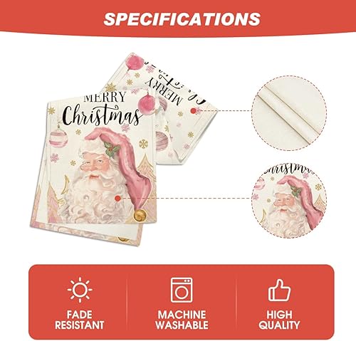 Miniatura 5 de Artoid Mode Camino de mesa de Navidad con diseño de bolas de Papá Noel rosa, copos de nieve, decoración de mesa de comedor para el hogar, decoración