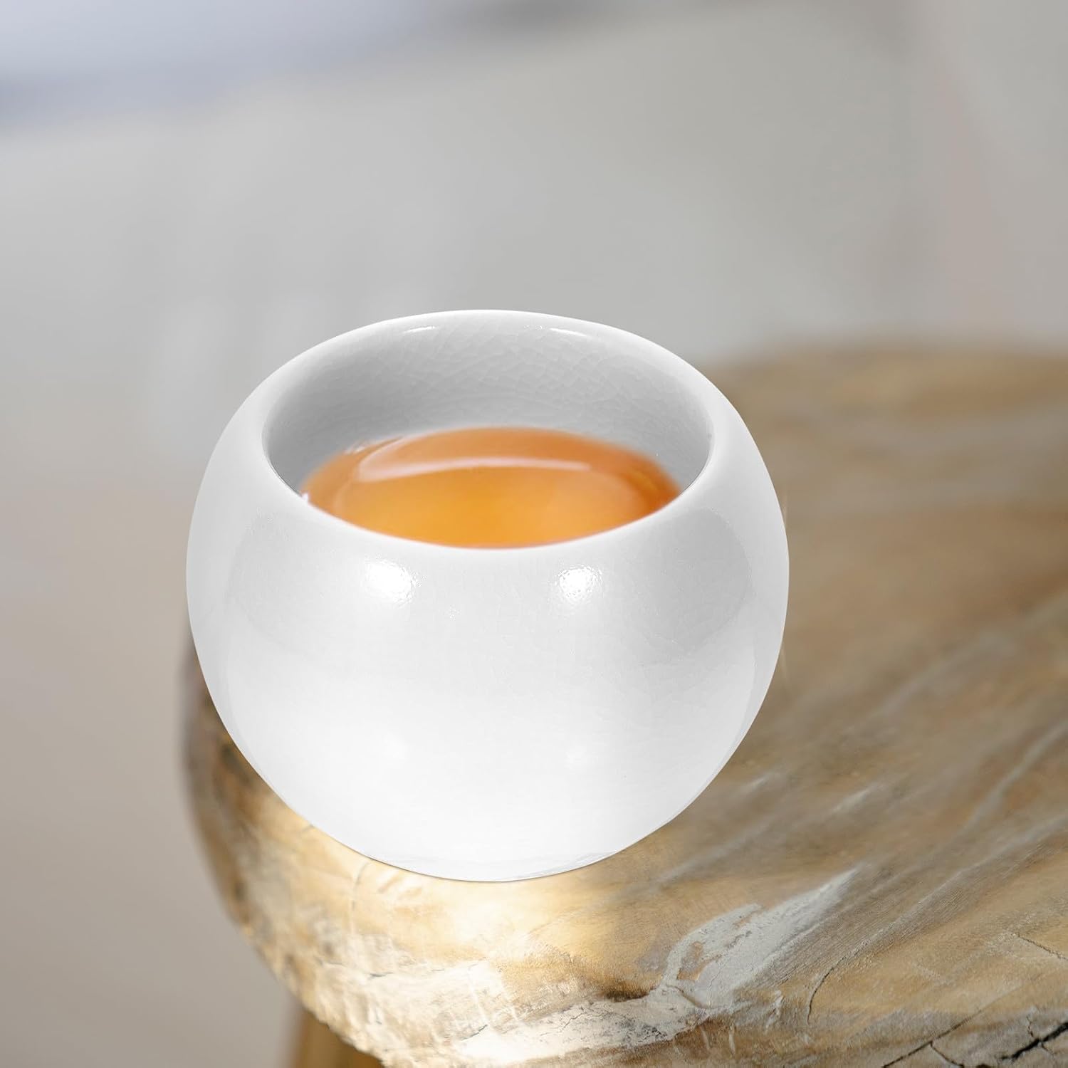 Retro Ceramic Tea Cup with Cracked Pattern, White Chinese Style
