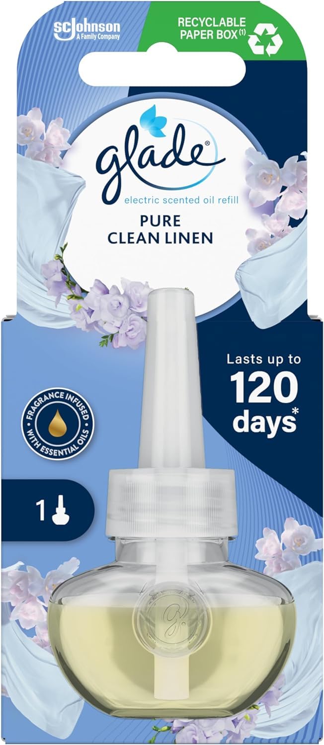 Glade Plug in Air Freshener Refill, Electric Scented Oil Room Air Freshener, Clean Linen, 20ml