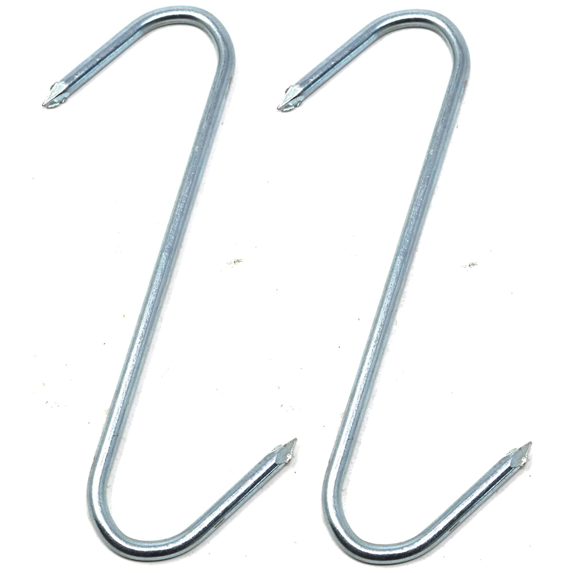 fiXte 2 x Pointed S Hooks Bright Zinc Plated (BZP) Steel Hangers Kitchen Utensils Pots Pans Home Office Workshop Butchers Style Hook 150mm