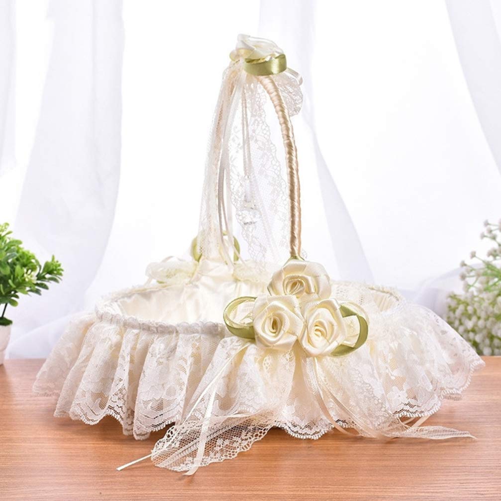 Besport Blumenkorb aus Spitze für Braut und Mädchen