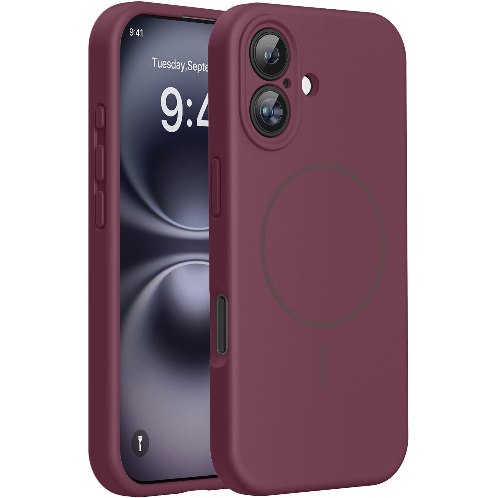 Miracase Kompatibel mit iPhone 16 Hülle, [weiches kratzfestes Mikrofaser-Innenfutter], kompatibel mit MagSafe, Flüssig Silikon Hülle mit stoßfestem Fallschutz für iPhone 16, Schokolade