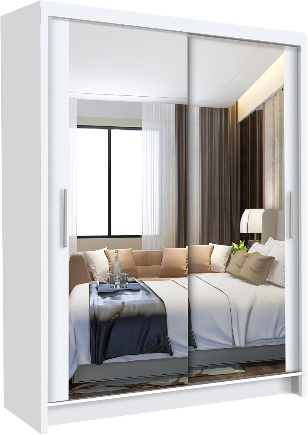 ZARAHOMY Jerry Modern Sliding Door Wardrobe, 2 Door Wardrobe with