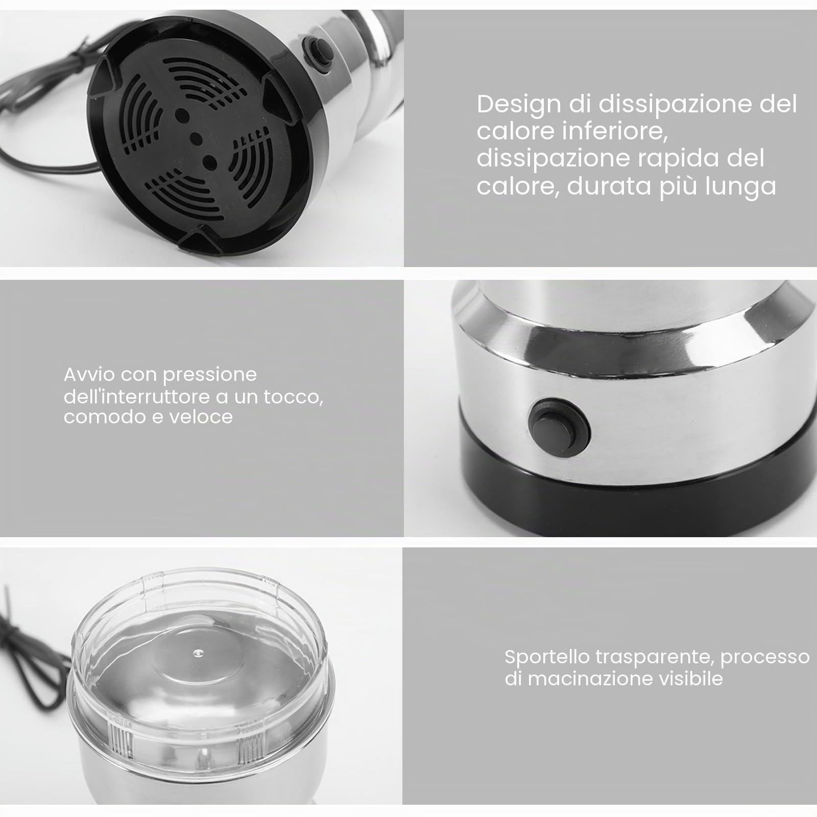Macina per cereali multifunzionale, macinacaffè ultra fine, macinacaffè, polverizzatore, polvere per chicchi di caffè, macchina per cottura per materiali secchi, spezie, erbe, caffè