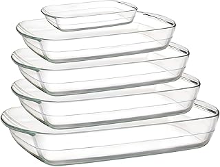 5-Piece Glass Baking Dish Set, Extra Large Glass Casserole Baking Dish Set, Lasagne Pan Bakeware Set, Baking Pans, Freeze...