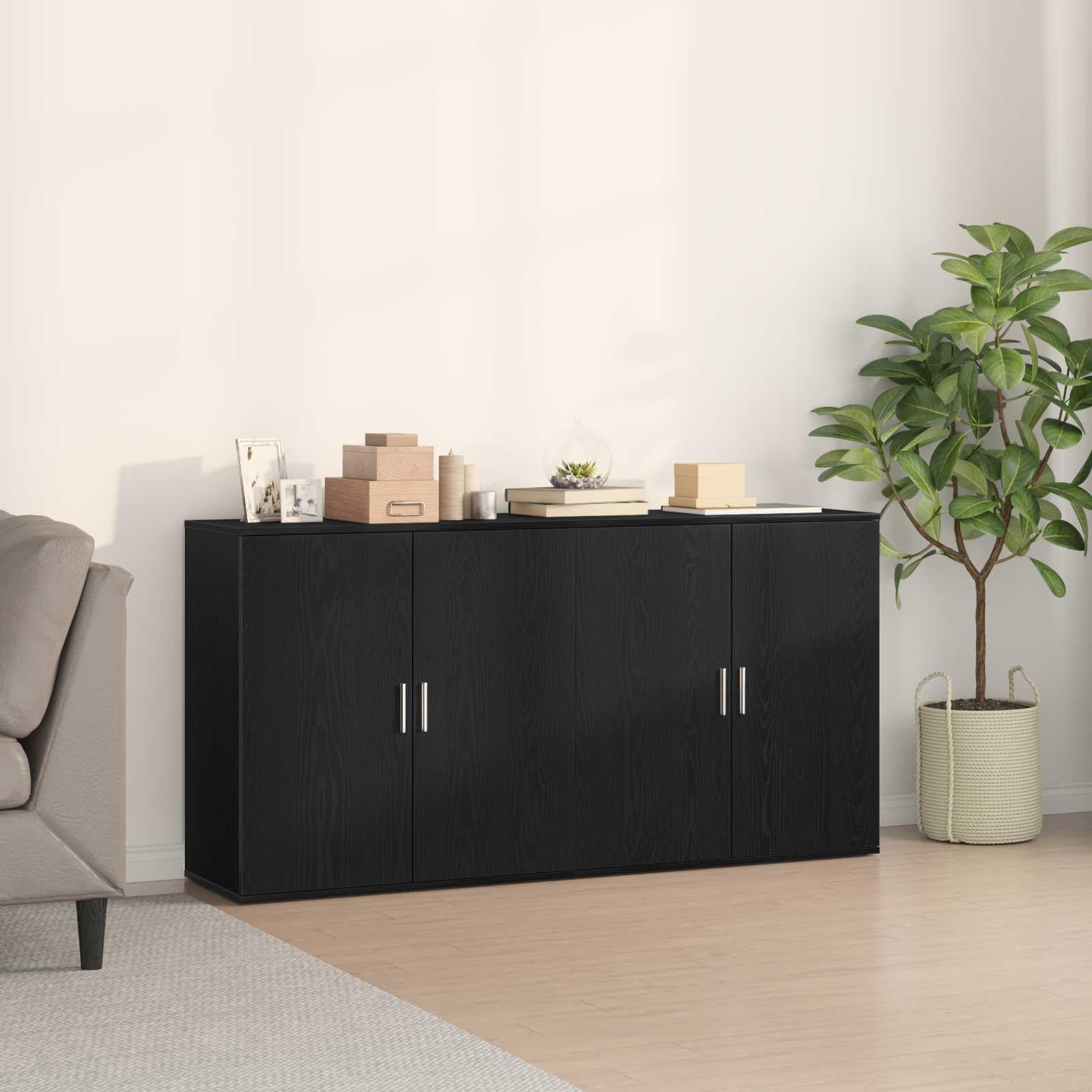 Aparador de roble negro de 79 cm para organizar el pasillo y el salón