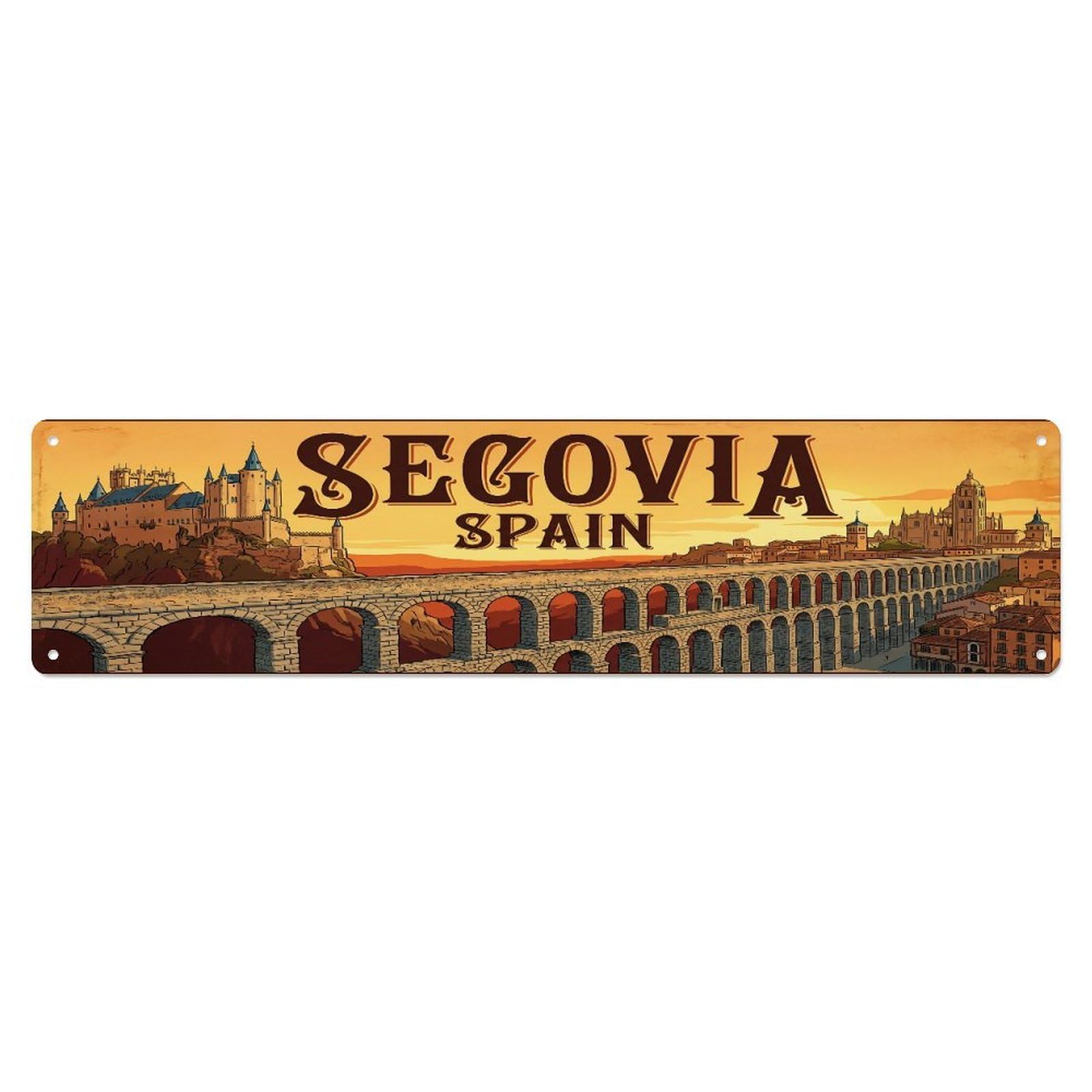 Metal Tin Sign Vintage Travel Spain Segovia