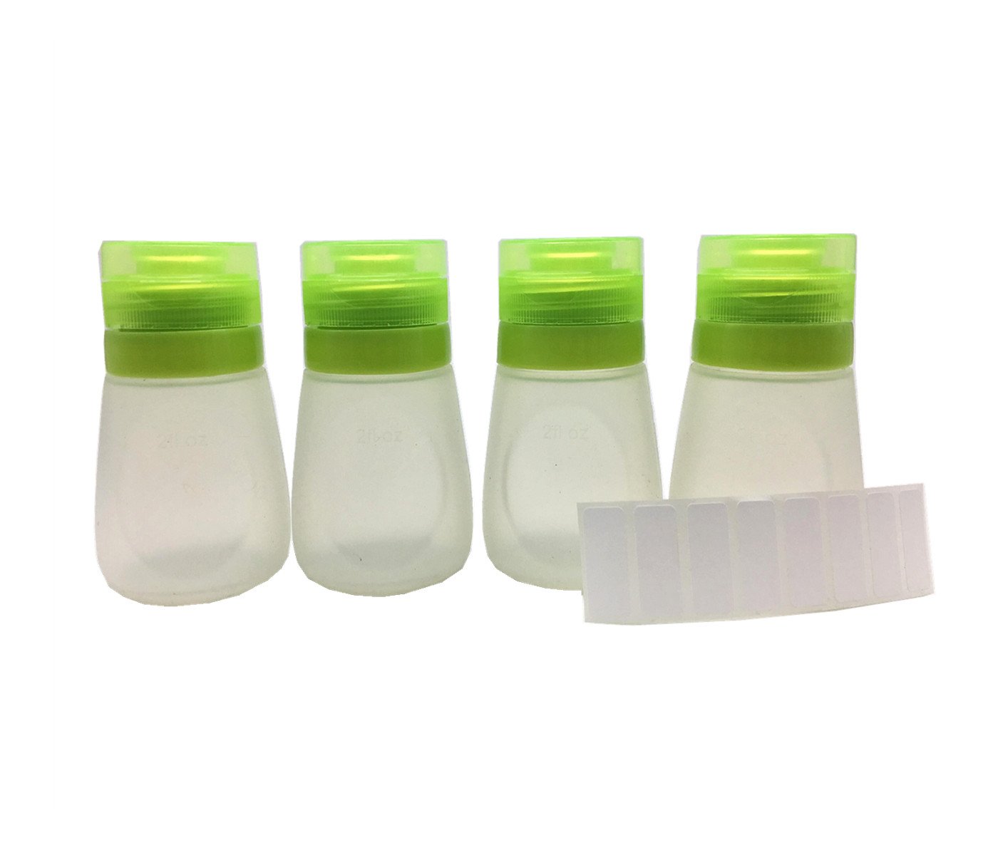 HERF 4-Pack Multi-Function Leak Proof Refillable Squeezable Silicone Travel Bottle with DIY Tag and Protable Clear Travel Bag