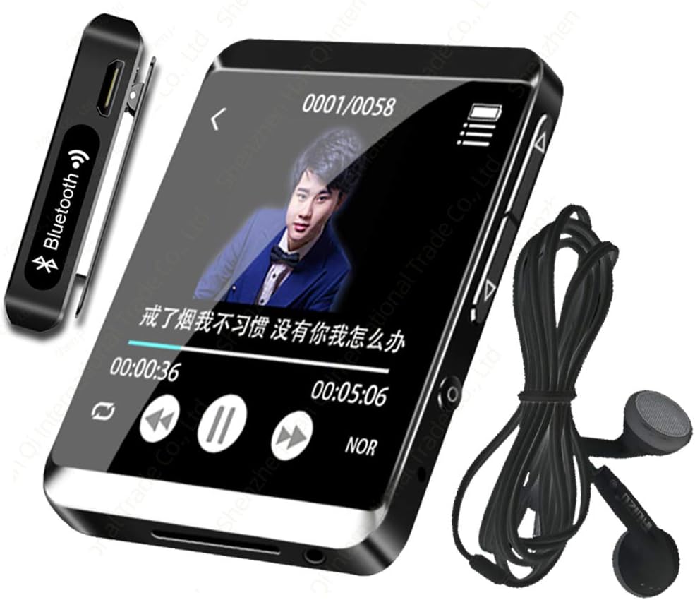 MP3 Player with Bluetooth,80GB Clip MP3 Player with FM Radio Wired Earbuds,Music Player with Touch Full Screen, Voice Recorder (Dark Gray)