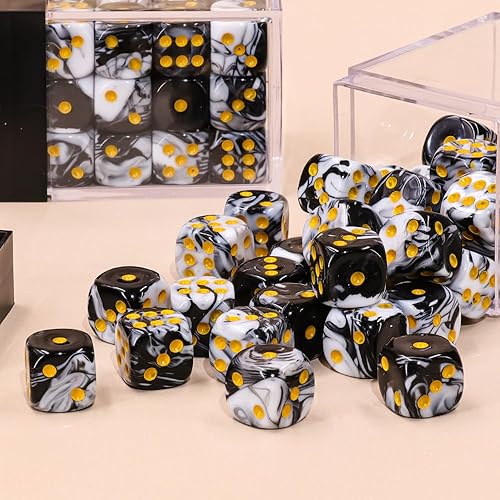 Miniatura 3 de Juego de 36 dados miniatura de 0.472 in, 6 caras, dos colores, D6, dados estándar de 6 caras para Yahtzee, Bunco o enseñanza de matemáticas, con