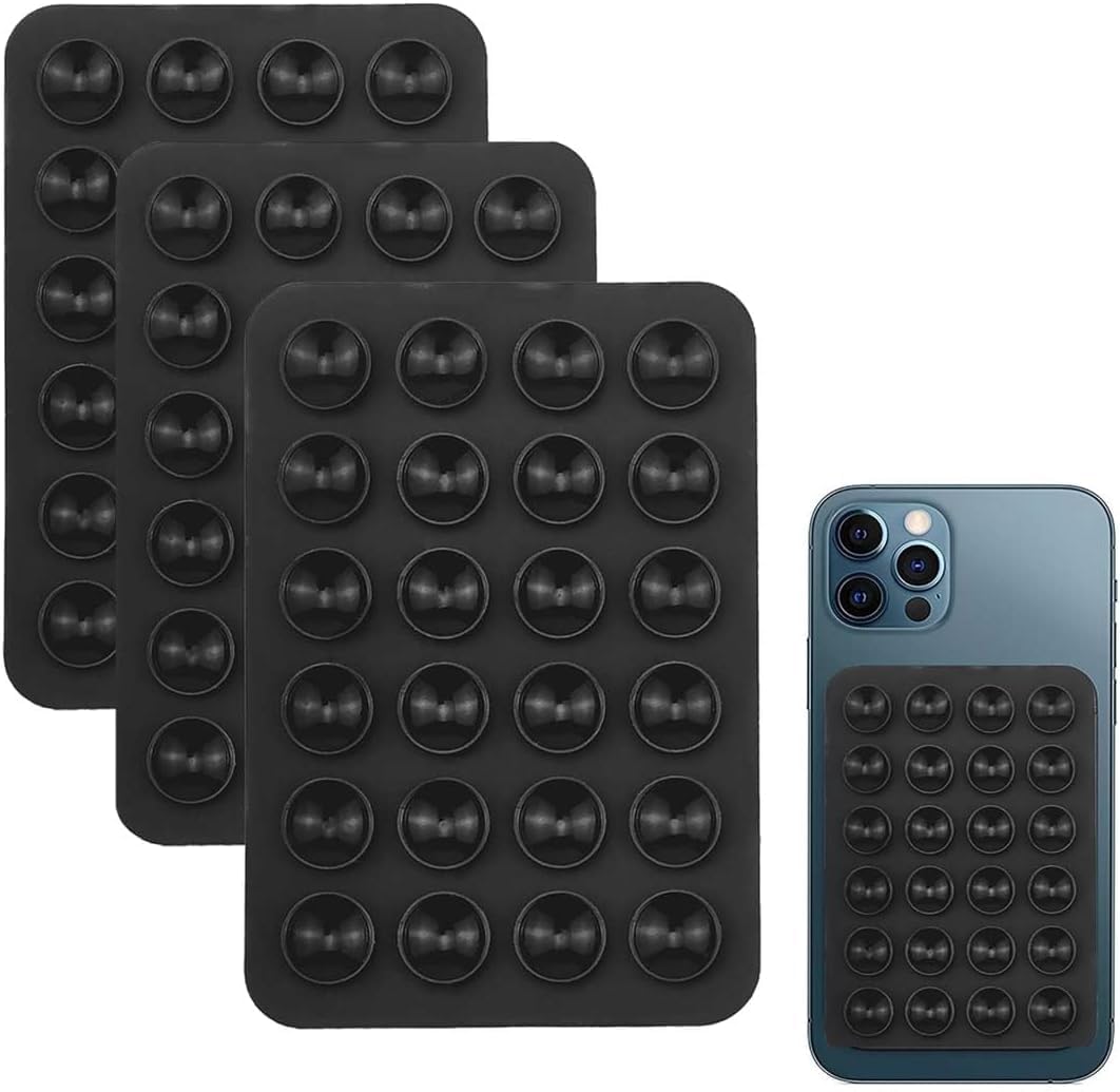 3Pcs Black Suction Phone Case Sticker Grip Silicone Holder Mount for Hands-Free Mobile Accessory Holder Grip, Video Phone Accessory Compatible Mirror, Shower-image-41