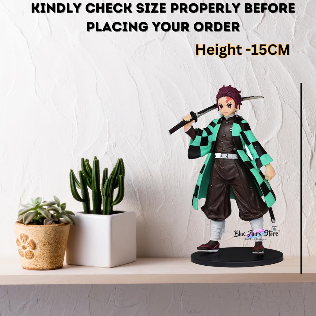 Blue Aura Demon Slayer Tanjiro Action Figures Height-15CM Multicolour PVC Collectible for Anime Fans | Tanjiro 16CM Medium