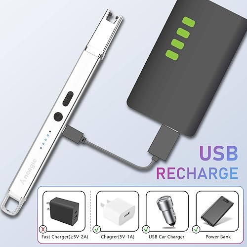 Miniatura 4 de Aneagle Lighter Electric Candle Lighter 2 Packs Upgraded Rechargeable Candle Lighter with LED Flashlight Windproof Flameless and Hanging Hook LED