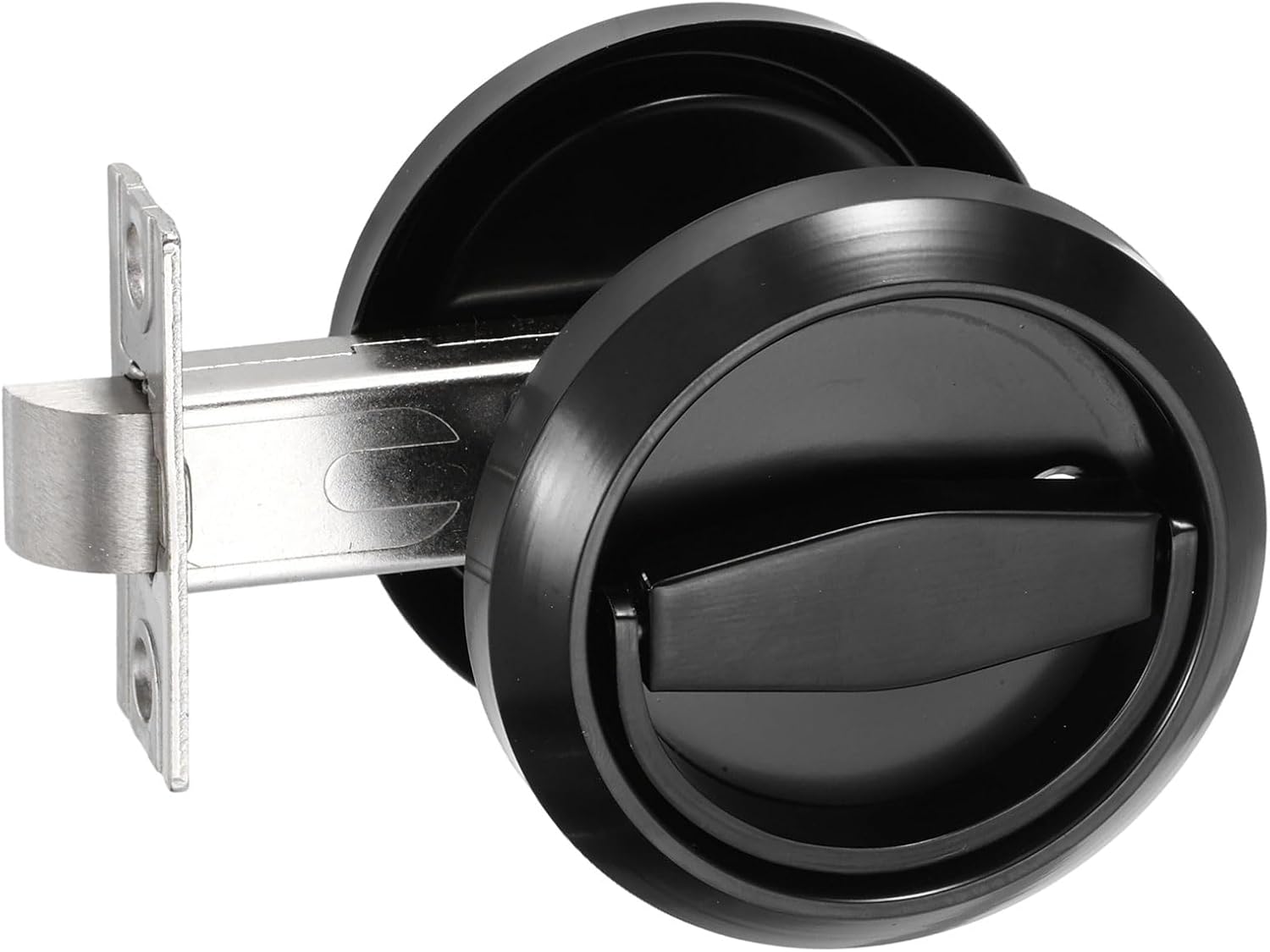 PATIKIL Round Recessed Door Lock, (Lock Length 3 Inch, Black) (1 Set), Recessed Door Knob, Suit for - Bedrooms/Kitchens/Bathrooms