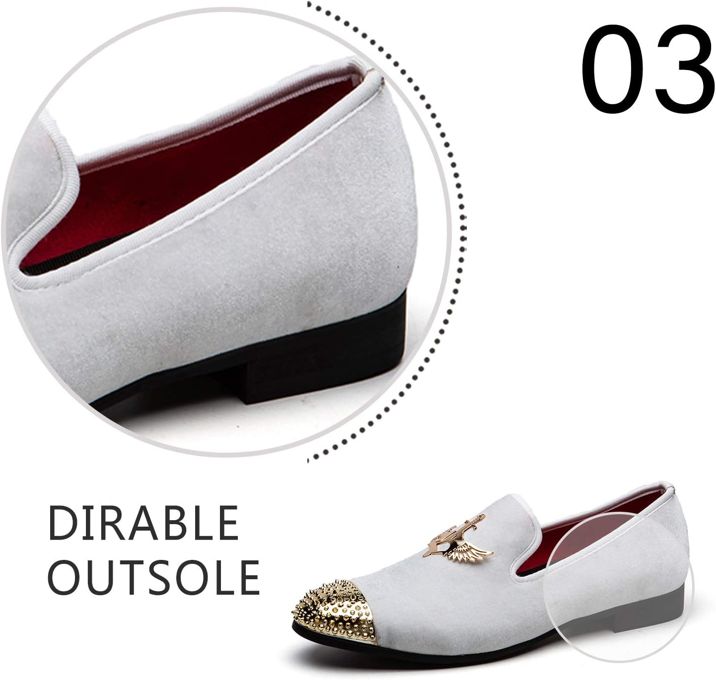 Men Genuine Leather Mens Metallic Textured Slip-on Glitter Loafers Shoes - Image 5