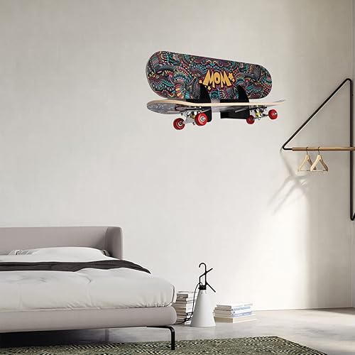 Miniatura 4 de Estante de montaje en pared para monopatín, estante de almacenamiento para monopatín, para exhibición y almacenamiento, efecto flotante (negro, 1