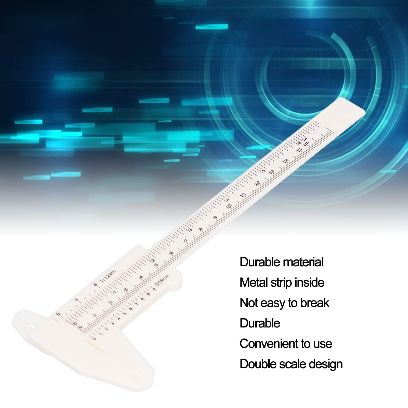 20Pcs 150mm Plastic Calipers Double Scale White Mini Vernier Caliper for Students Office Use with Measurement Accuracy and Durability, Lightweight and Portable, Ideal