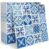 Arttown Peel and Stick Backsplash Subway Tiles, Mediterranean Vintage Cyan Moroccan...
