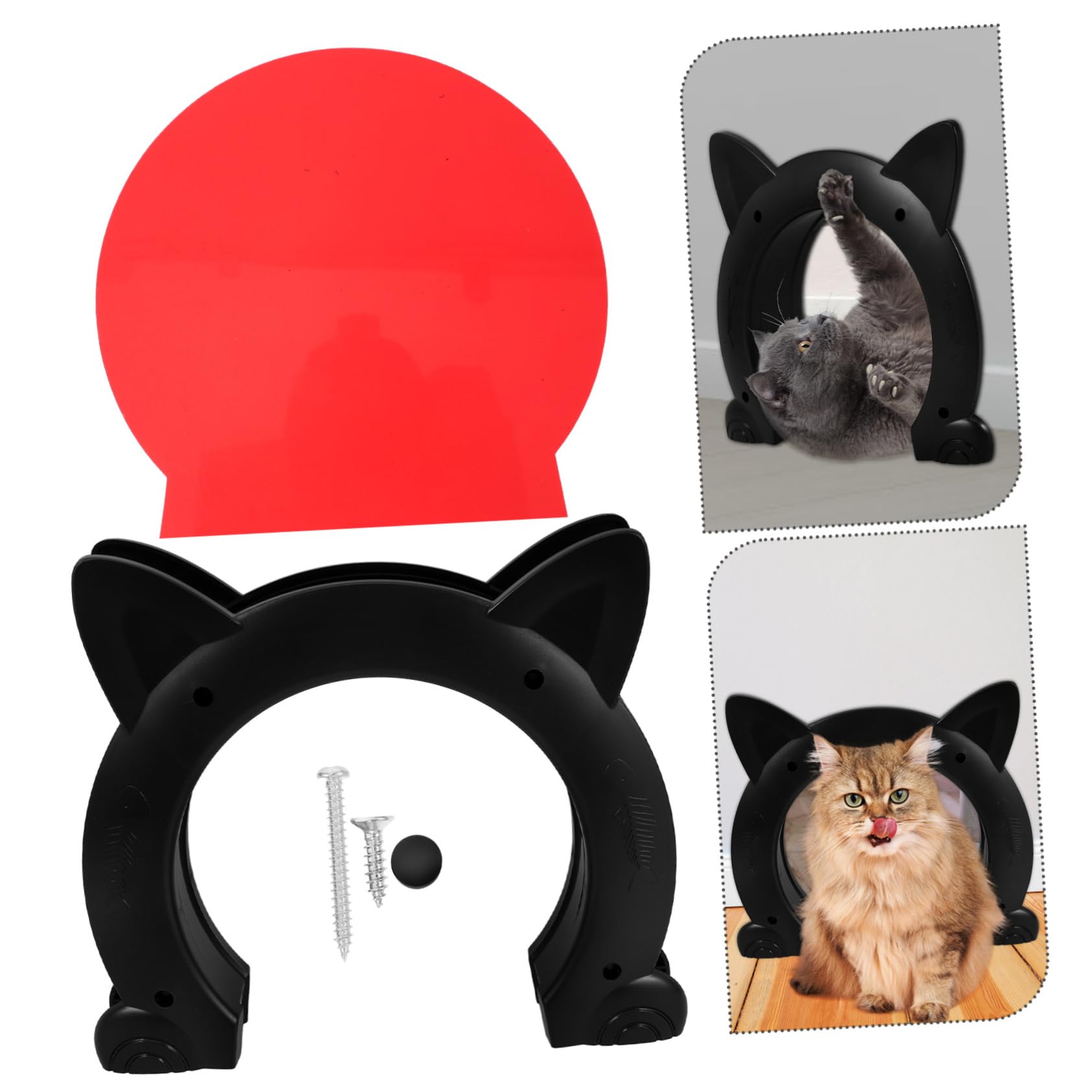 Katzenklappe für Innentüren Katzenform aus Kunststoff Schwarz