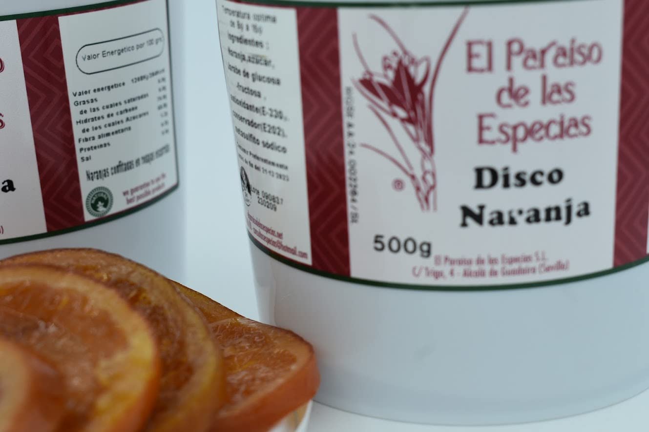 Fruta Escarchada Roscón Naranja Discos 500g - Fruta Confitada Cubo