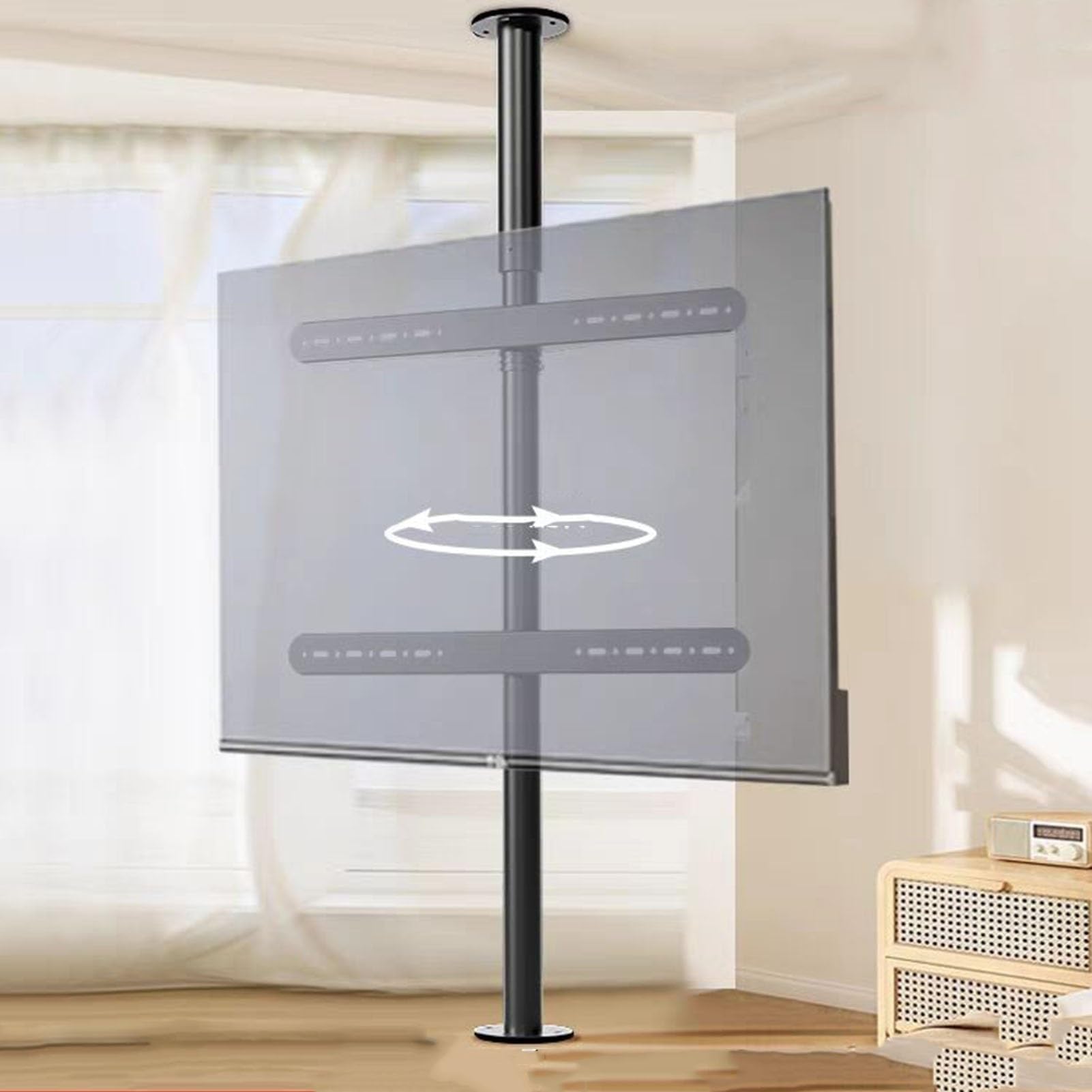 QICBYING Adjustable Tilt Swivel TV Ceiling Mount - LCD TV 360 Degree Rotating Frame Floor Stand, Partition Wall Rotating Rack Rotating TVs Cabinet Rotating Base(60-85cm)