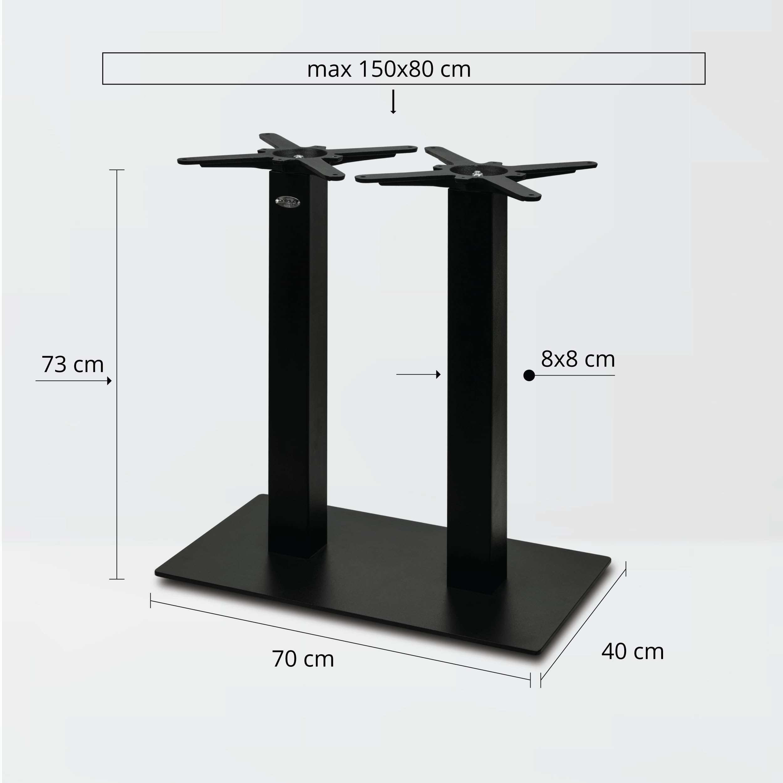 Premium Doppel-Tischgestell - PJ7092 | schwarz | Höhe 72 cm | Bodenplatte 75x40 cm | max. Tischplattengröße 150x80 cm | Ideal für Esstische