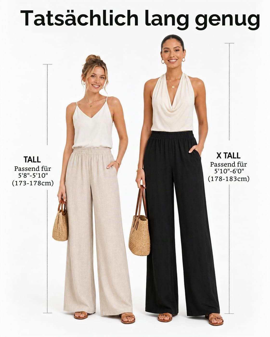 Zylioo Leinenhose Damen Extra Lang Hose Lang Bein Casual Stoffhose Trouser | Baggy Sommerhose Freizeithose Urlaub Alltag