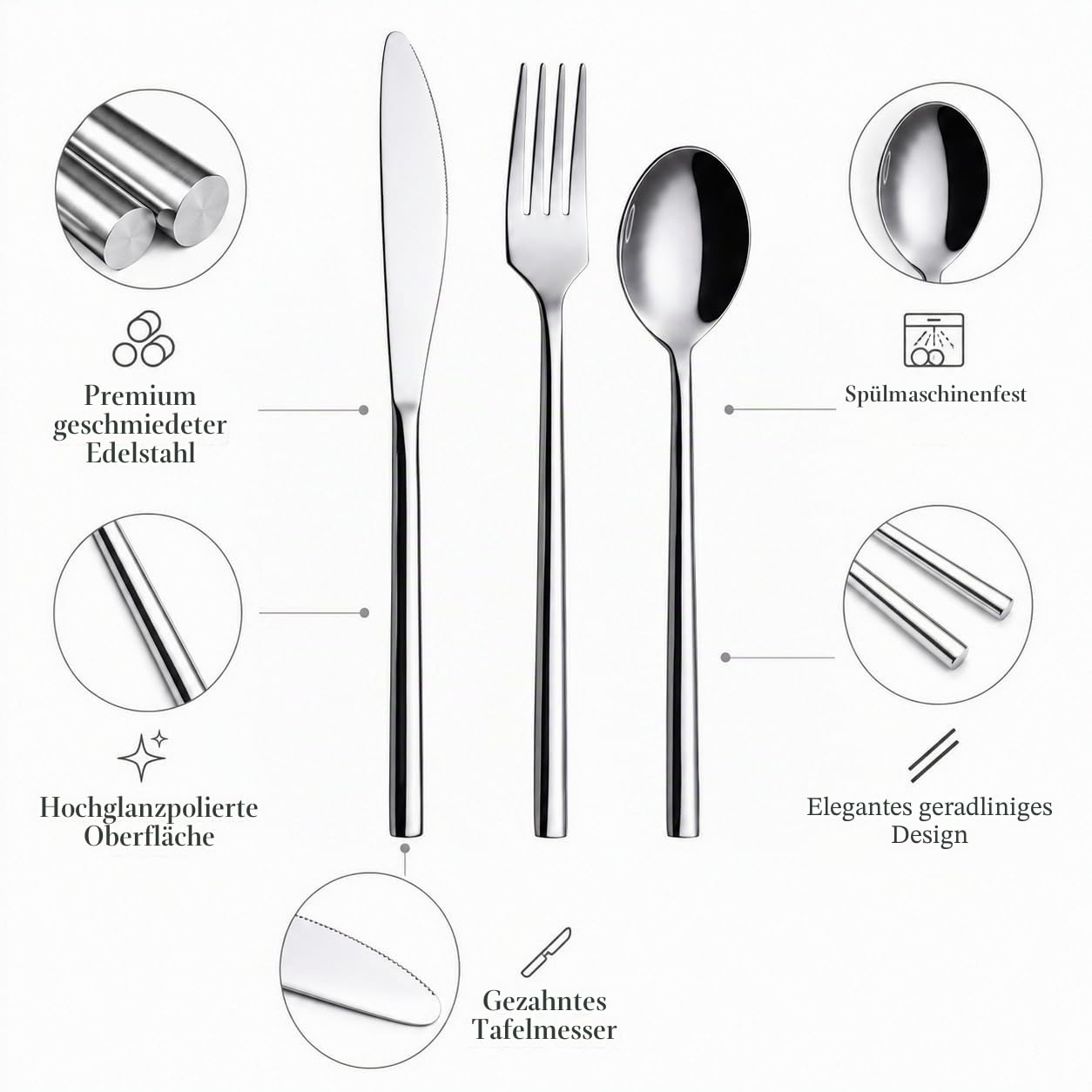 EXZACT 20 tlg geschmiedet Besteckset Edelstahl Besteck Essen für 4 Personen