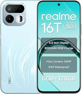 realme 16T 5G Smartphone 8000mAh Titan Batterya, 8GB RAM 256GB ROM, 6.8 inch 144Hz Display, 50MP AI Rear Camera & Selfe Mirror, MediaTek Dimensity 6300 Processor, Android 16, IP69 Pro Aurora Green