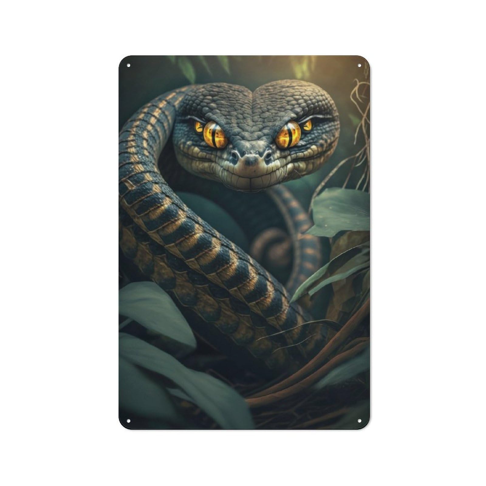Junmoney Snake Metal Wall Sign 30X20cm Featuring For Garage Or Workshop, For Garage, Workshop And Man Cave Decoration