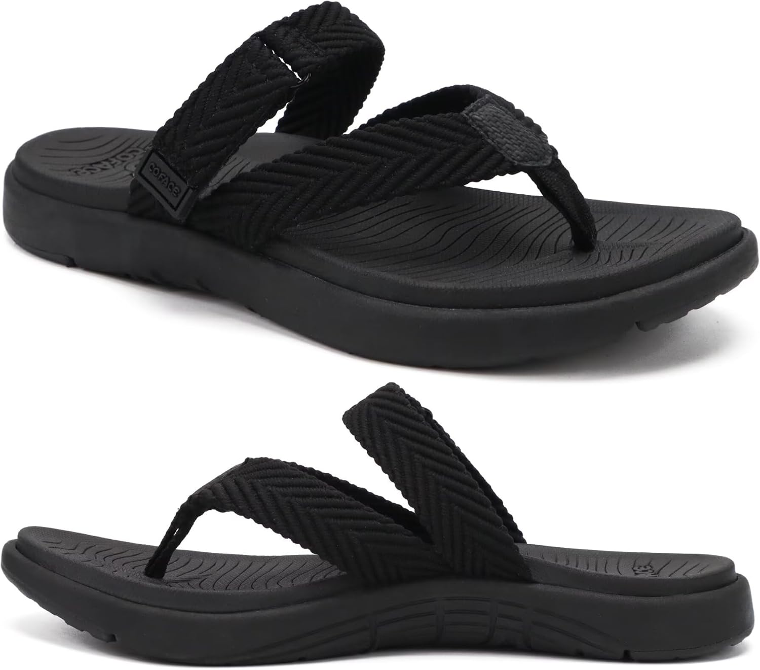 COFACE Womens Trendy Orthotic Flip Flops Lightweight Yoga Mat Thick Cushion Walking Thong Sandals Adjustable Slip On Slippers With Comfortable Plantar Fasciitis Arch Support