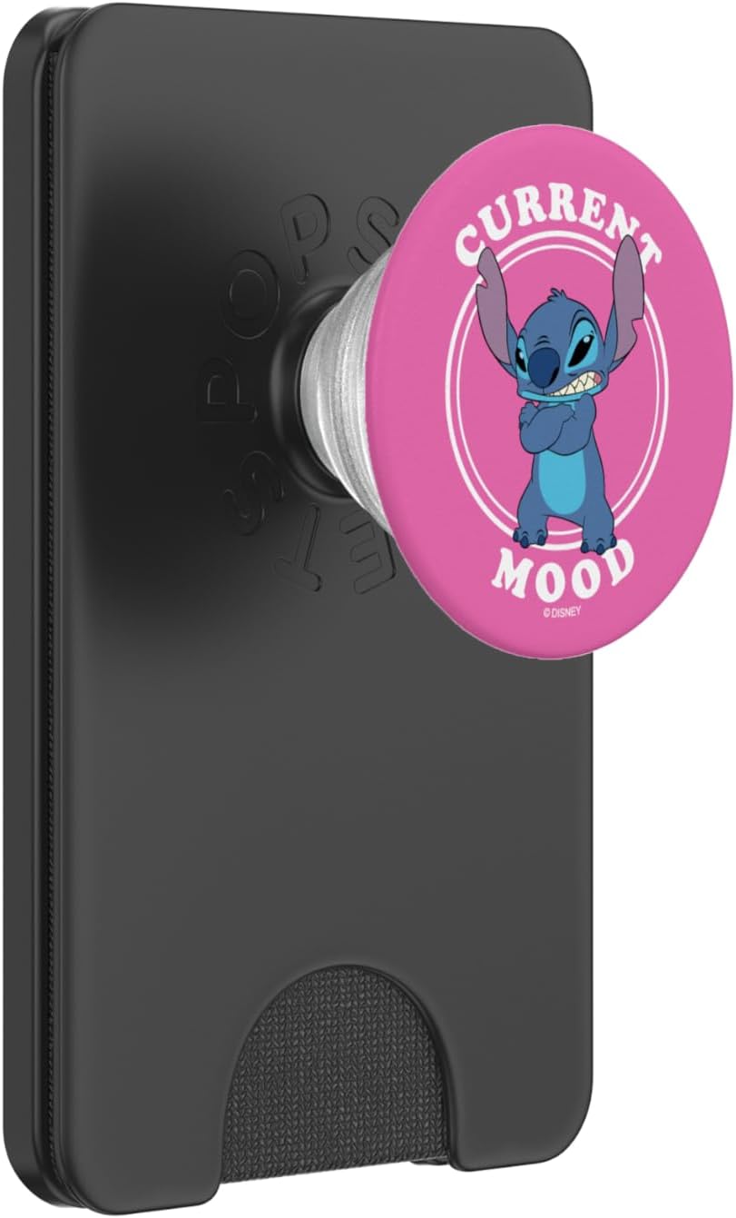 Disney Lilo and Stitch Angry Stitch Current Mood Hot Pink PopSockets PopWallet for MagSafe