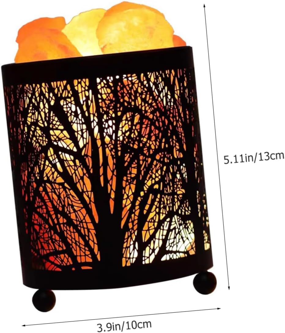 VILLCASE Himalayan with Iron Basket Decorative Accent Lamp for Bedroom Living Unique Handcrafted Night Light for Indoor Home Decor US Plug