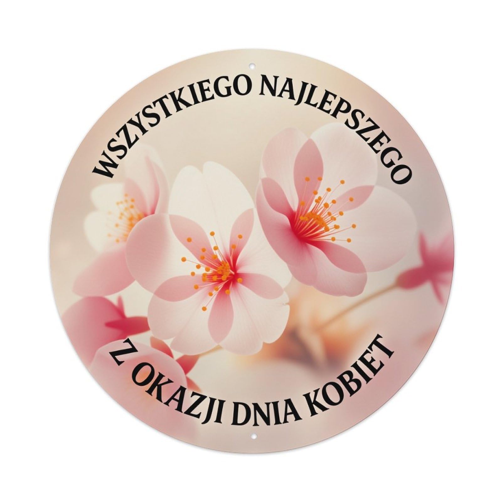 Pink Cherry Blossoms Soft Background Round Tin Sign Vintage Style Metal Sign Home Bar Garden Wall Plaque Decor Metal Poster 8x8 Inch