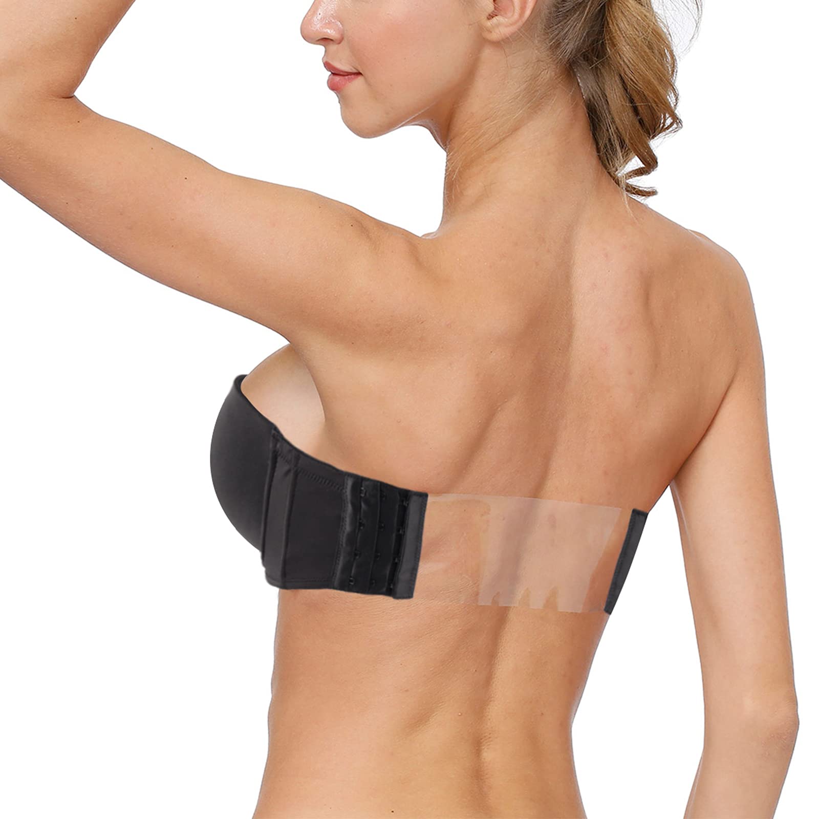 Plusexy Women's Strapless Clear Back Strap Convertible Backless Underwire Support Bra for