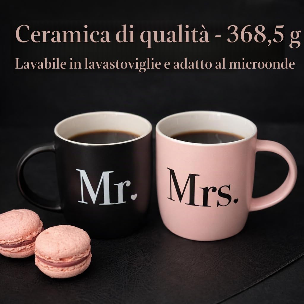 Triple Gifffted Tazza da caffè Mr and Mrs per coppie, idea regalo per anniversario di matrimonio, fidanzamento, San Valentino, Natale, per lui e per lei, per marito, moglie, lui, uomini, donne, sposi