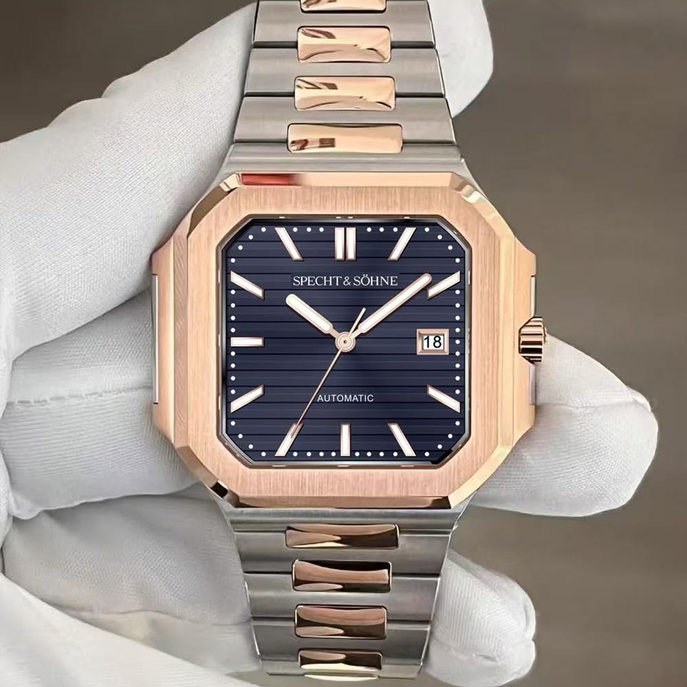 Specht & Söhne Quadrato Cubico Orologi per Uomo Giappone Miyota 8215 Movimento 40MM Mens Meccanico Automatico Acciaio Inox Vetro Zaffiro Impermeabile 50M