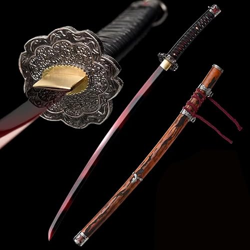 HERO SWORD SEKIRO: Shadows Die Twice Wolf Cosplay Réplica Espada Mortal Blade Juego Japonés Katana Real Sharp Rojo Negro Alto Manganeso Acero