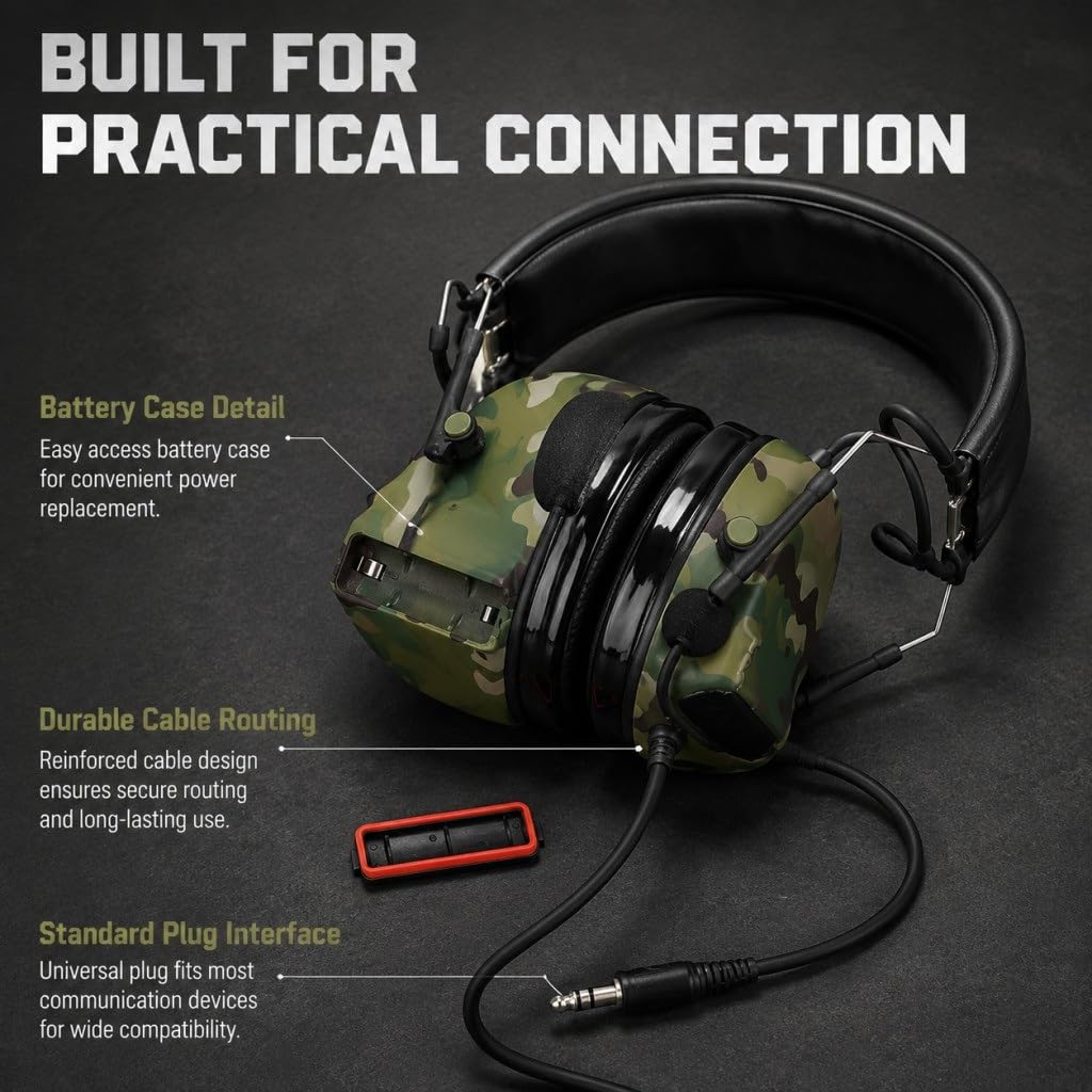 Auriculares Tácticos De Camuflaje C2, Auriculares Electrónicos De Silicona