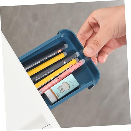 Miniatura 8 de EXCEART Caja de almacenamiento de artículos de papelería, organizador de escritorio oculto, estuche adhesivo para bolígrafos debajo del escritorio,