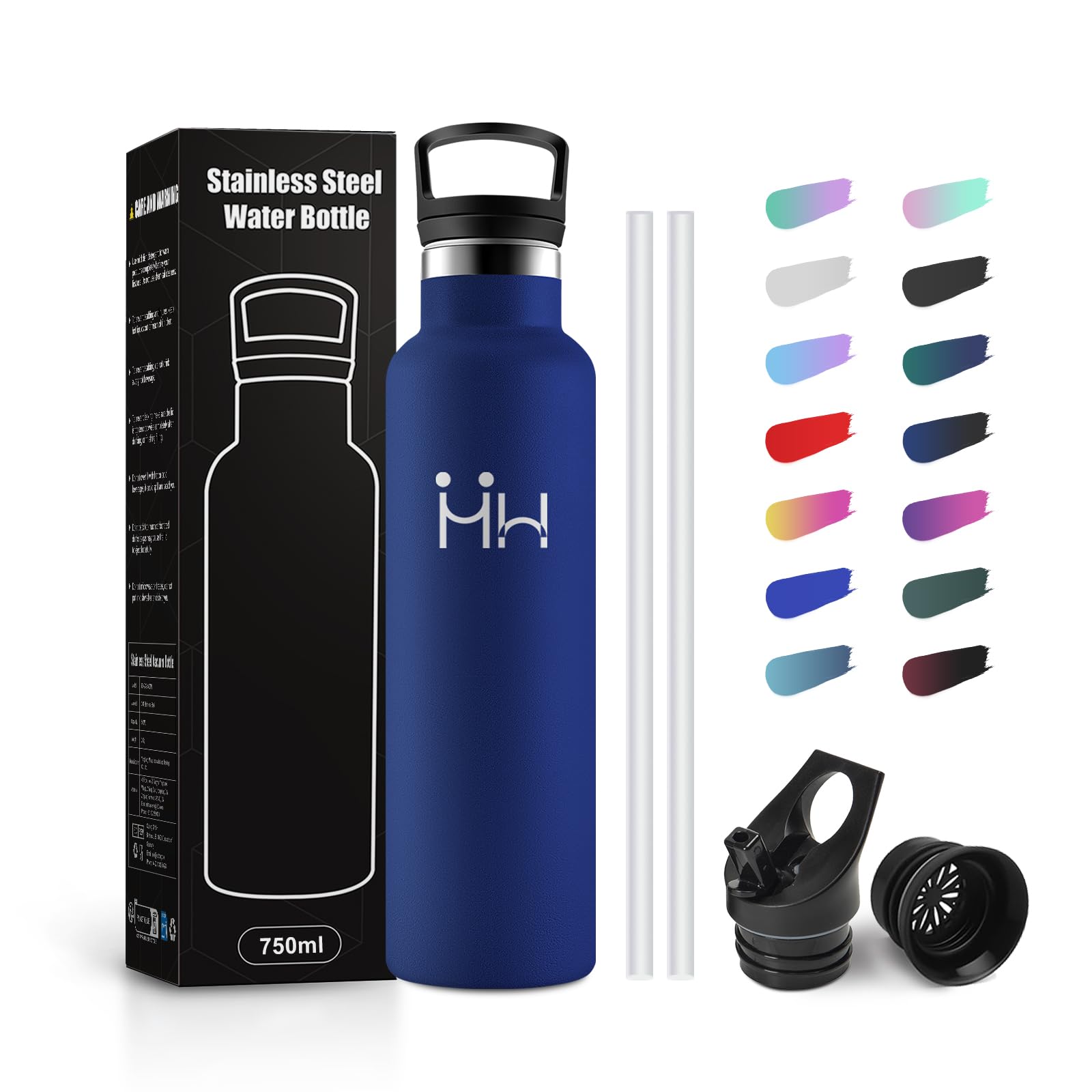 JAPORIA 750ml Stainless Steel Water Bottle, Thermal Water Bottles with Straw, Leak-proof Thermal Bottle, BPA Free, Thermos for Children, Office, Camping, Work, Gym