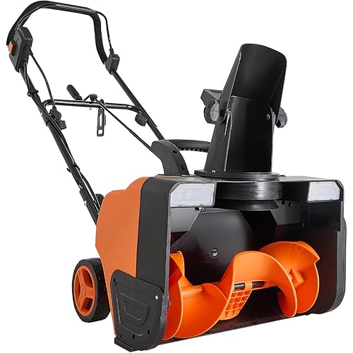 VEVOR Electric Snow Blower, 20 inch 15A Corded Snow Thrower with Dual LED Headlights & 180° Rotating Chute, 25FT Throwing Distance, 12" Depth Clearing, Walk-Behind Snowblower for Driveway Sidewalk