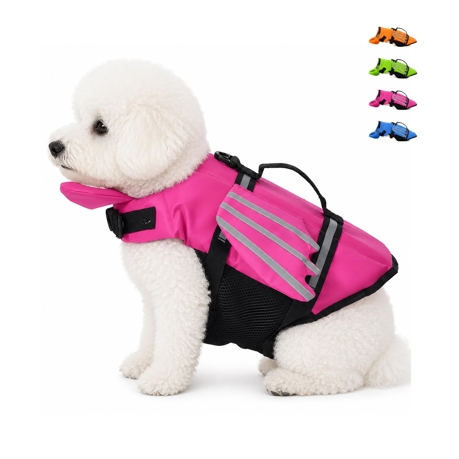 Dog Life Jacket with Chin Float, High Buoyancy Pet Life Vest with Handle and Reflective Strip, High Visibility Adjustablet for Small, Medium and Large Dogs (Pink,X-Large)