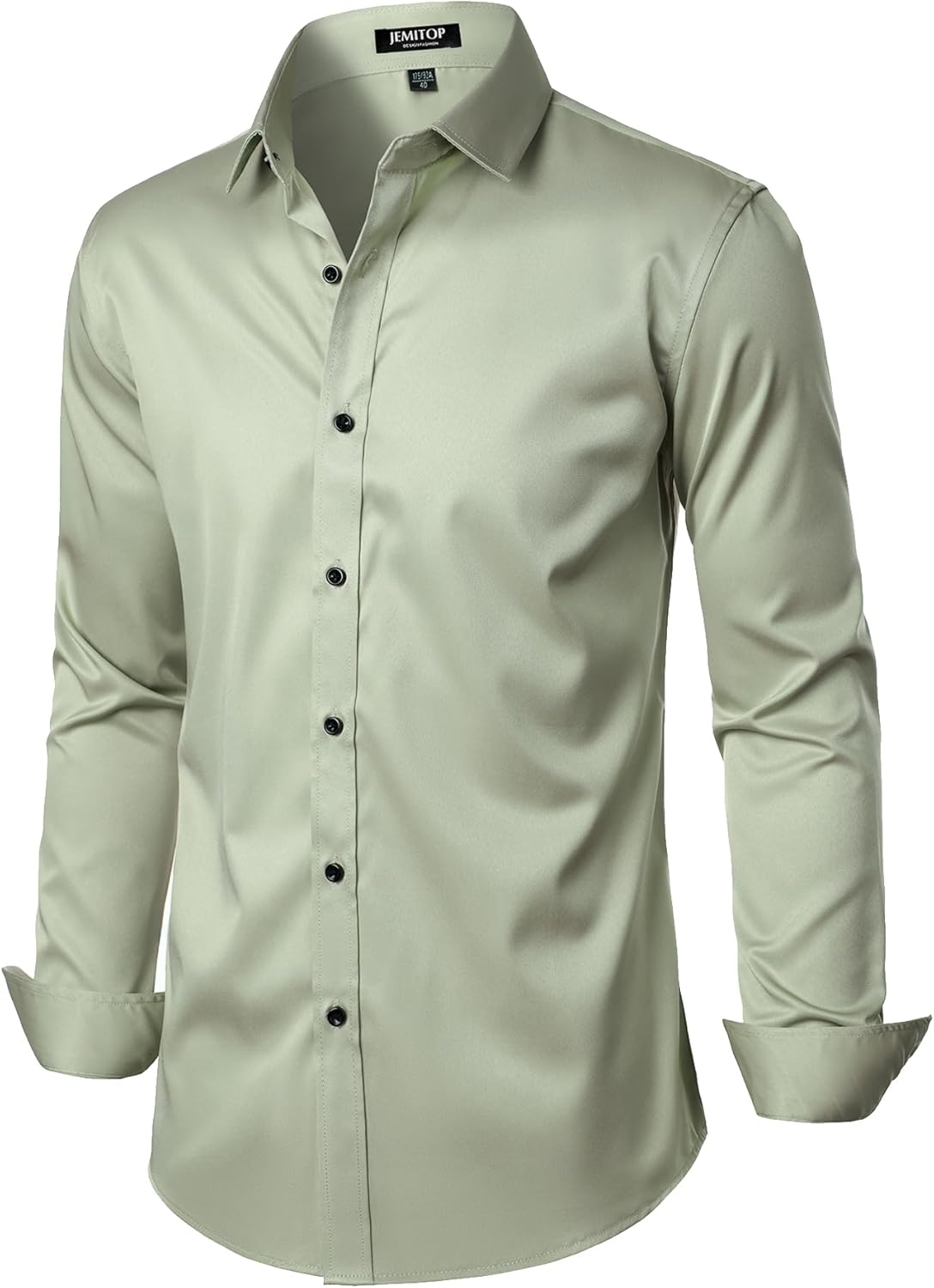 JEMITOP Men's Stretch Wrinkle Free Dress Shirt Formal Prom Wedding Long Sleeve Button Down Shirts - Image 3