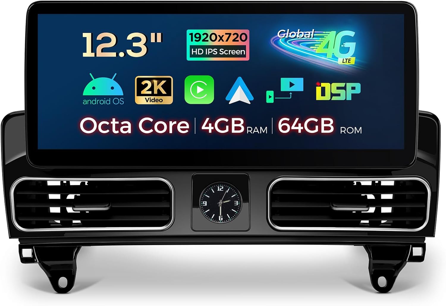 XTRONS 12.3 Inch Android 14 Car Stereo for Mercedes-Benz ML-Class W166 GL-Class X166 2013-2015 NTG4.5 NTG4.7 System, Touch Screen Global 4G Car Radio GPS Support Wireless CarPlay Android Auto 4+64GB