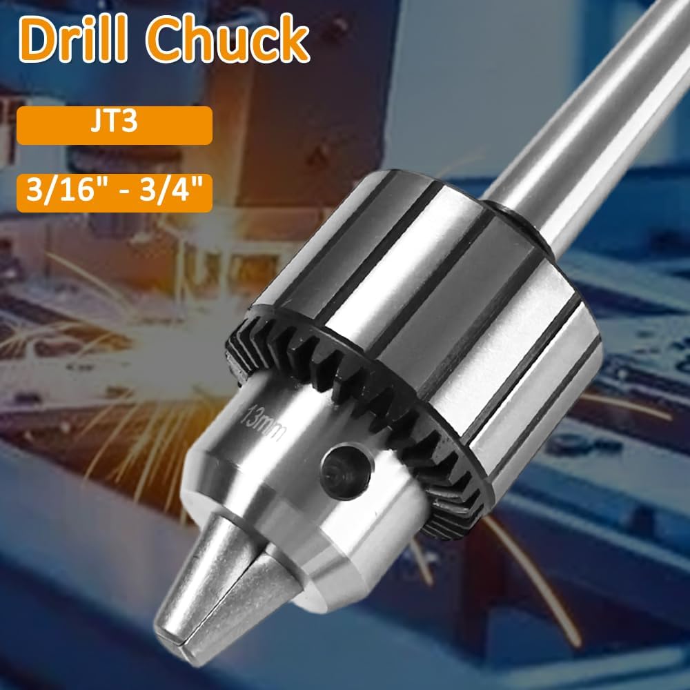 Super Heavy Duty 1/2" Drill Chuck with Key & MT2 Shank - 0.005" High Precision Lathe Drill Press Chuck - Industrial HRC60 Bearing Steel for Metalworking & Woodturning