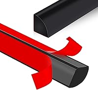 LSGCQ Flexible Peel & Stick Quarter Round Molding - Rubber Wall Trim for Bathrooms, Countertops, Floors (1/2" W x 1/2" H x 3.3 Ft, Black)