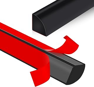 LSGCQ Flexible Peel & Stick Quarter Round Molding - Rubber Wall Trim for Bathrooms, Countertops, Floors (1/2" W x 1/2" H x 3.3 Ft, Black)