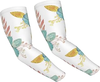 Seamless Pattern With Blue Flowers And Pearl Men'S And Women'S Sunscreen Arm Cover - Cooling Gloves For Driving, Running, Cycling, Outdoor Activities